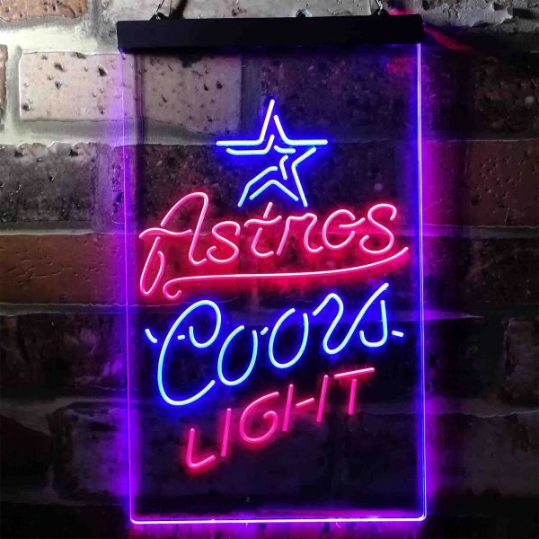 Houston Astros Coors Light Dual LED Neon Light Sign